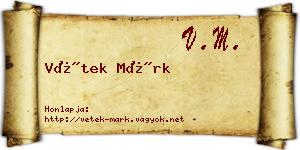 Vétek Márk névjegykártya